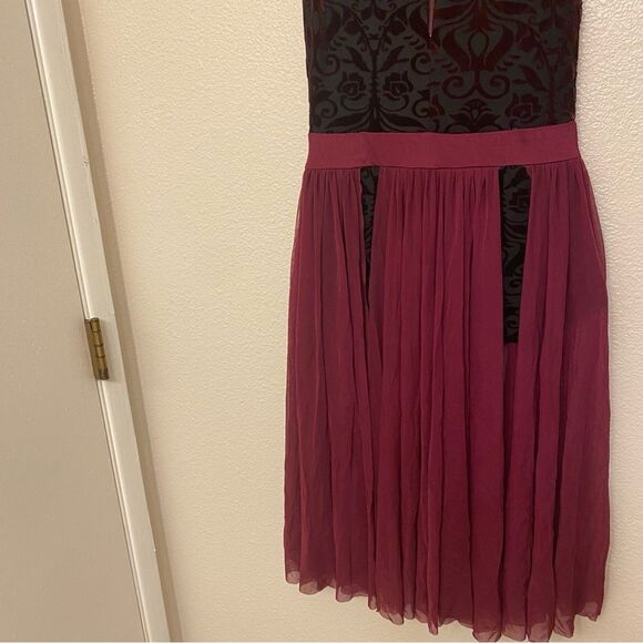 Weissman Dance Costume burgundy velvet burnout maxi dress Silhouettes 11291 MA - Picture 4 of 14